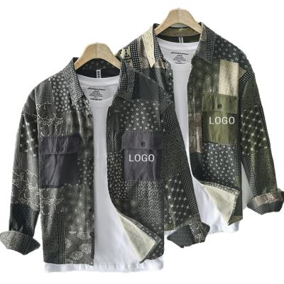 China Streetwear Fashion Leisure Mens Customized Anti-pilling Designers Printed Full Sleeve Shirts With Pockets for sale