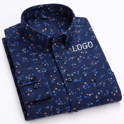 China Casual Stylish Custom Made 100% Cotton Anti Pilling Floral Print Button Up Collared Long Sleeve Shirts For Men for sale