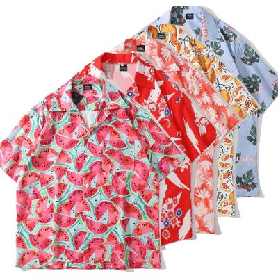 China Custom Adult Anti-pilling Printed Hawaiian Tropical Floral Flower Design Beach Short Sleeve Casual Shirts For Men for sale