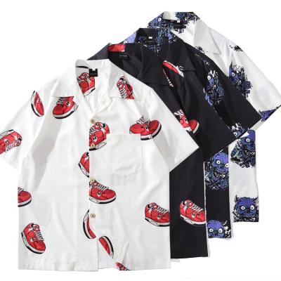 China OEM Custom High Quality Breathable Cotton Polyester Anti-pilling Shorts Sleeve Hawaiian Shirts For Men for sale