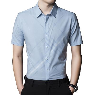 China Wholesale Man Slim Fit Eco-Friendly Business Casual Work Wear Anti-pilling Bamboo Bamboo Dress Printing Short Sleeve Shirts for sale