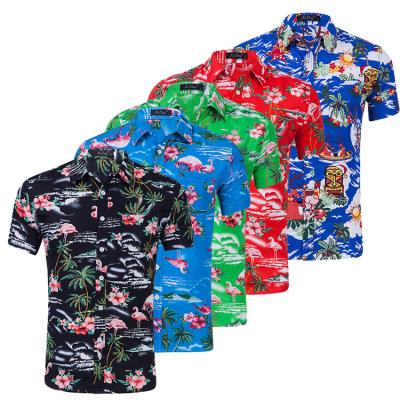 China Anti-pilling Wholesale Hawaiian Beach Style Casual Wear Print Party Floral Short Sleeve Shirts For Men for sale