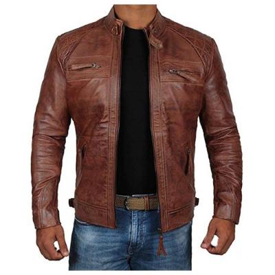 China 2021 Designers Vintage Stylish Clothing Black Brown 2 Color Windproof Leather Jackets For Men for sale