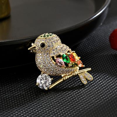 China Retro and modern New Magpie brooch Zircon Advanced design bird brooch for sale