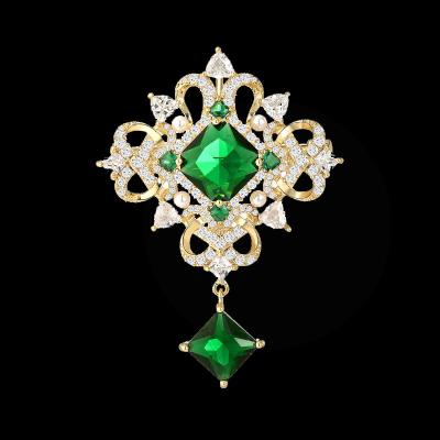 China Retro and modern New vintage Green Flower Brooch Men's women's Pin Brooch 2023 for sale