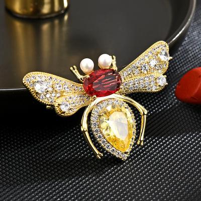 China Retro and modern New sweet cute little bee brooch female zircon elegant temperament accessory pin for sale