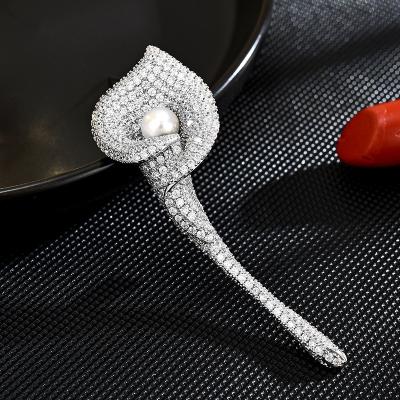 China Retro and modern Simple calla lily collar brooch high grade brooch wholesale for sale