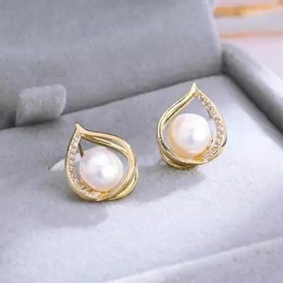 China Retro and modern New s925 sterling silver earpin copper microinset Zircon water drop natural freshwater pearl earrings for sale