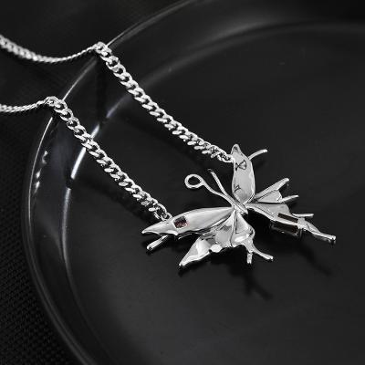 China Retro and modern butterfly clover initial pendants for fashion jewelry letter locket layered shell jewelry silver necklace chain set for sale