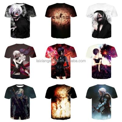 China Popular Japanese Anime Anti-Wrinkle T-shirt Mens Customized Summer 3D T-shirt Men's Digital Printing Top 3d Wholesale for sale