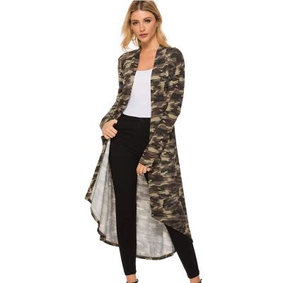 China Anti-pilling Wholesale Casual Spring and Autumn Women Green Camouflage Leopard Print Long Sleeve Cardigans for sale