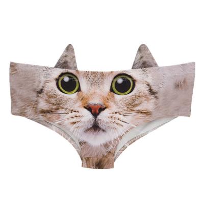 China Animal Panties Lovely Cat Ear Panties Grils Of 3D Printing Antibacterial Hot Selling Women Cotton for sale