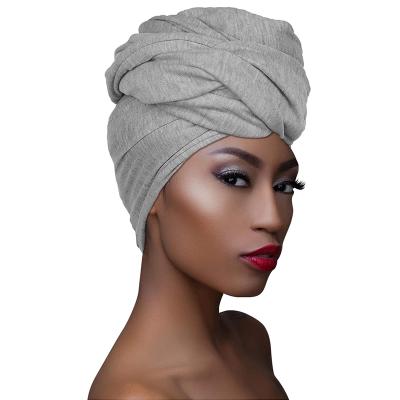 China Multifunctional African Head Wraps Turbans Long Stretch Tank Top Knit Lightweight Headwraps Wrap Scarf Turban Tie For Women for sale