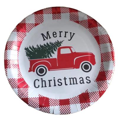 China Disposable Paper Plate 9 Inch Party Paper Plate Supplies for Christmas Theme for sale