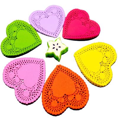 China Sustainable Heart Lace-trimmed Paper Doilies 8inch Heart Colored Paper Doilies For Valentine's Day for sale