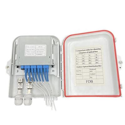 China fiber patch cord manufacture 8 core fiber optic distribution box for indoor wallmount FTTH ip65 high quality ABS waterproof for sale