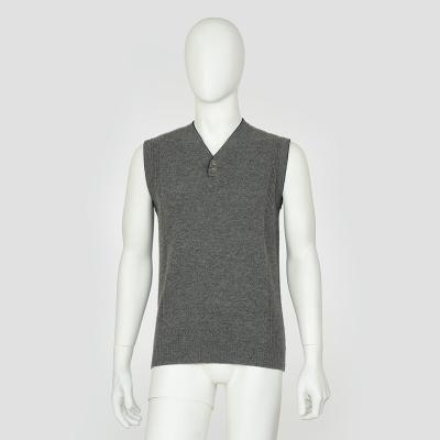 China Anti-wrinkle autumn winter wholesale 100% cashmere v-neck buttoned vest custom men for sale