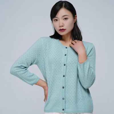 China Anti-Wrinkle Good Quality Wholesale Price Durable Round Neck Cashmere Cardigan Women's Up-To-Date Cashmere Cardigan for sale