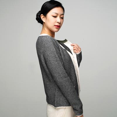 China 2022 Anti-wrinkle 100% factory price cashmere set women's gray custom cardigan for sale