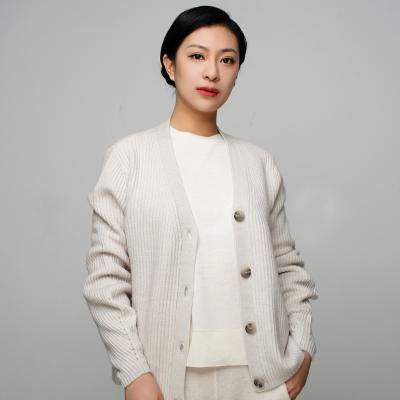 China Anti-wrinkle High fashion 70% wool /30% cashmere 2022 knit cardigan women with buttons for sale