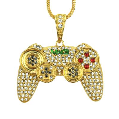 China 2021 Newest Hip-Hop Pendant Necklace Game Console Jewelry Game Console Grip Necklace Alloy Crystal Charms Gold Pendant Chain For Kids Boy Gifts for sale