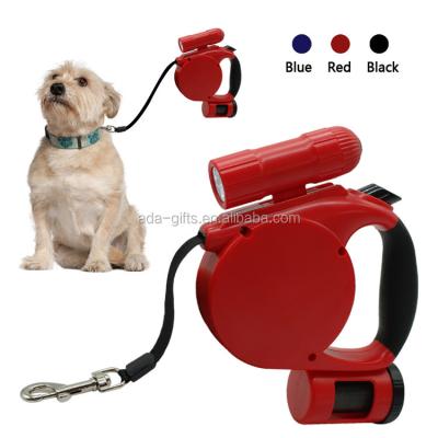 China Sustainable Pet Products Dog Accessories 5 Meters Retractable LED Light Dog Leash With Bag Waste Dispenser for sale