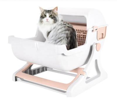 China Factory Supply Viable Hot Sales Convenient Cat Litter Let You Pet Cat Litter Box Semi-automatic Quick Cleaning Luxury Cat Toilet for sale