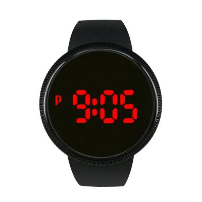 China Sports Digital Display Screen Rubber Belt Student LED Round Touch Water Resistant Watch for sale