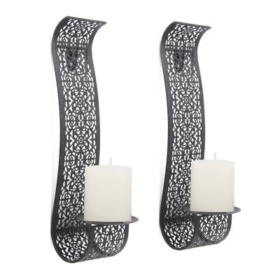 China New Design Matte Lamp Holder Decorative Wall Candle Holder Home Decoration Set of 2 Candle Holders for sale