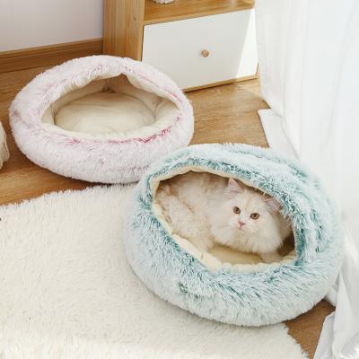 China Custom Washable Cat Bed Fluffy Pet Bed Faux Fur Cushion Ultra Soft Wholesale Viable Dog Washable Plush Around Luxury Dog Bed for sale