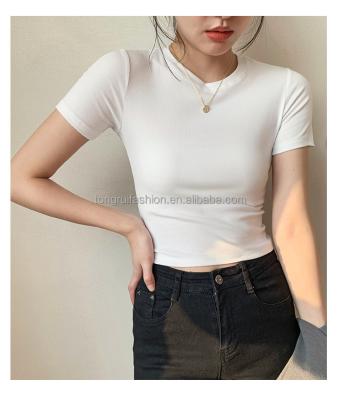 China 2022 TongRui Women's Anti-Wrinkle Women's Anti-Wrinkle Fashion O-Neck Chain Skinny Women's Print Crop Tops for sale