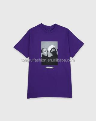 China Tong Rui Purple Wholesale 230g Luxury High Quality Single Screen Anti Wrinkle Printing White Slim Fit Men's T-shirt Custom 100% Cotton for sale