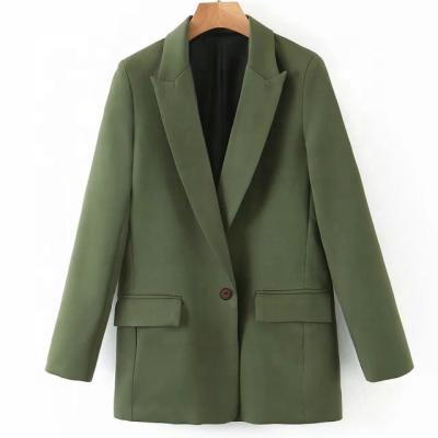 China Tongrui Spring Autumn Green Polyester Single Breasted Suit Blazer Coat New For Women for sale