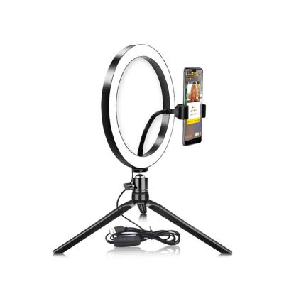 China 10 inch LED Selfie Ring Light with Tripod Stand for Live Stream, Dimmable Beauty Led Circle Ring Desktop Light XZ-RL-10 for sale