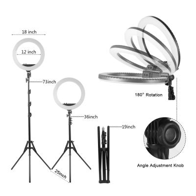 China portable circle Ring Fill Light Tripod Stand LED Selfie Ring Light Selfie Ring Phone XZ-RL-18 18 inch clip phone for sale