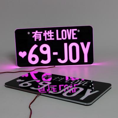 China Personality Led Car Number Australia DIY Color DC12v Car License Number Bright Led Backlit Pink Light for sale