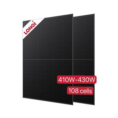 China Longi Solar Panel 410w 415w 420w 425w 430w Longi All Black Photovoltaic Panel Mono Solar Power Panels 182mmx182mm for sale