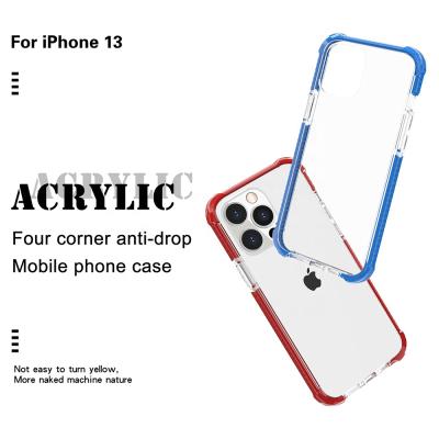 China Shockproof Ultra Effect Strip Defender Crystal Clear Acrylic Phone Case For iPhone 13 Envelope Rugged Translucent Blank Celular Para Phone Case for sale