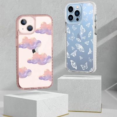 China Anti-fall Pattern Phone Case Strip PC Cell Phone UV Printed Bumper Cover For iPhone 13 12 Logo Custom Accessories Hard Shockproof Phone Case for sale