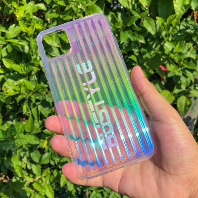 China Aurora Laser Lines Grain Stripe Effect Holographic Phone Case Hologram Phone Cover For Se Iphone12 Cell Phone Bumper Case For IphoneXr X for sale