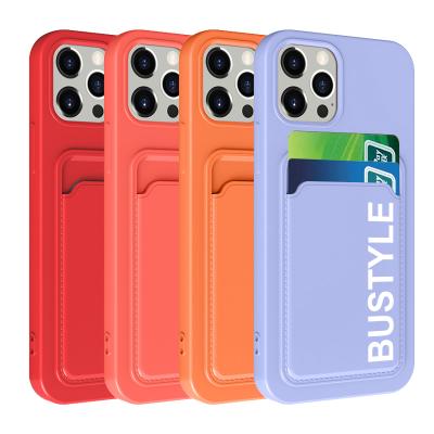 China Anti-fall Shockproof Silicone TPU Soft Wallet Phone Case For iPhone 12 Credit Cards Case For Samsung S21 Wallet Card Holder Case for sale