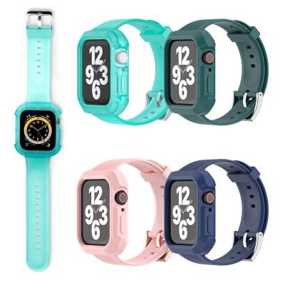 China Shockproof TPU Body Wrist Watch Solid Bands For Apple With Uni Protect Frame Bumper Case Watch MI Smart Band for sale