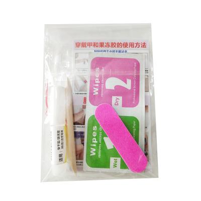 China Easy Apply False Alcohol Wood Cotton Jelly Stick Nail File Folder Stick Nail Piece Manicure Tool Combination Bag Set False for sale