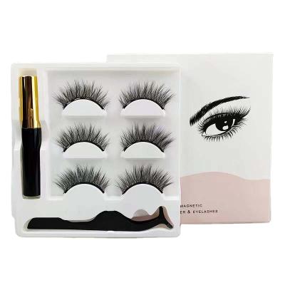 China Simple application eyeliner magnet whips imported fiber eyelashes three pairs of customizable wholesale box sets for sale