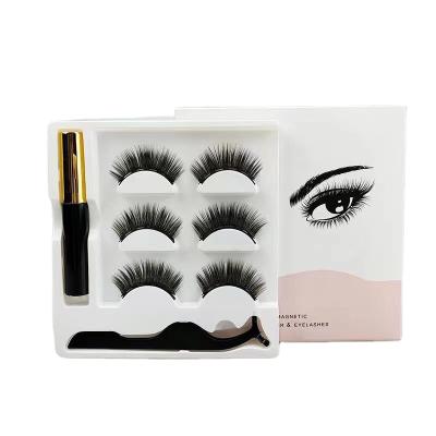 China Single application hot sale eyeliner magnet whips imported fiber eyelashes three pairs of customizable wholesale box sets for sale