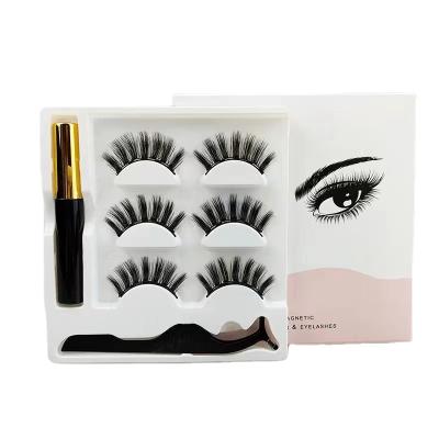 China Single application eyeliner wholesale magnet whips imported fiber eyelashes three pairs of customizable wholesale box sets for sale