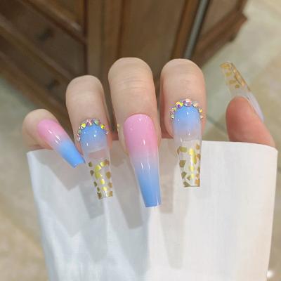 China Durable Hot Selling Europe and America Style Long Ballet Flat Pointed Nail Multi Water Drop False Nail Piece for sale