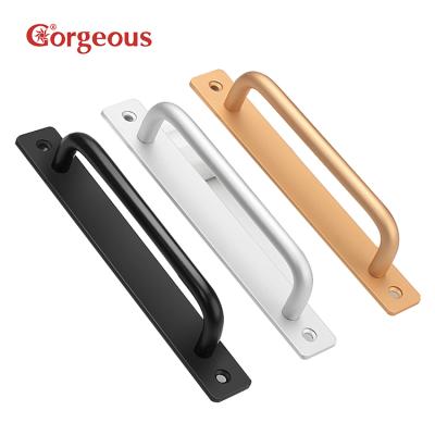 China Strong Furniture Pull Handle Sliding Barn Door Push Pull Handle With Plate for sale