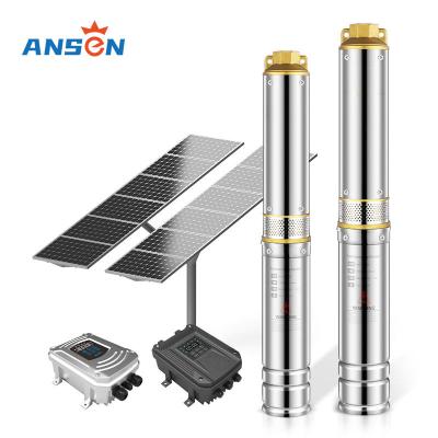 China Commercial Buildings 750 watt DC bombas sumergibles solares 1HP high flow with automatically controller system solar water pump for agriculture for sale