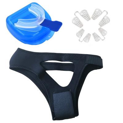 China Anti Snoring Device Tongue Stopper Adult Silicone Remold Snoring Adjustable Sleep Stop Snoring Mouthguard Chin Strap Anti Snoring for sale